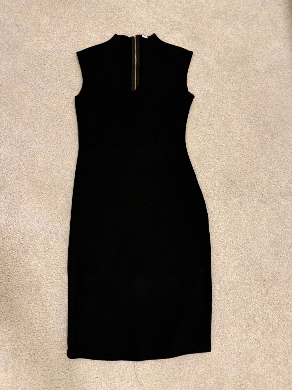 Sleeveless Black Sheath Dress with Back Zip Detail